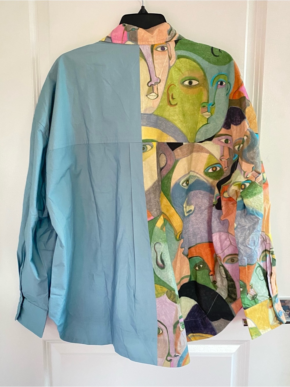 Farm Rio Crowded Series Drawing Organic Cotton Long Sleeve Shirt L NWT - Picture 5 of 5